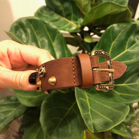 Gucci Feline Head Leather Bracelet in Brown - Picture 4 of 8